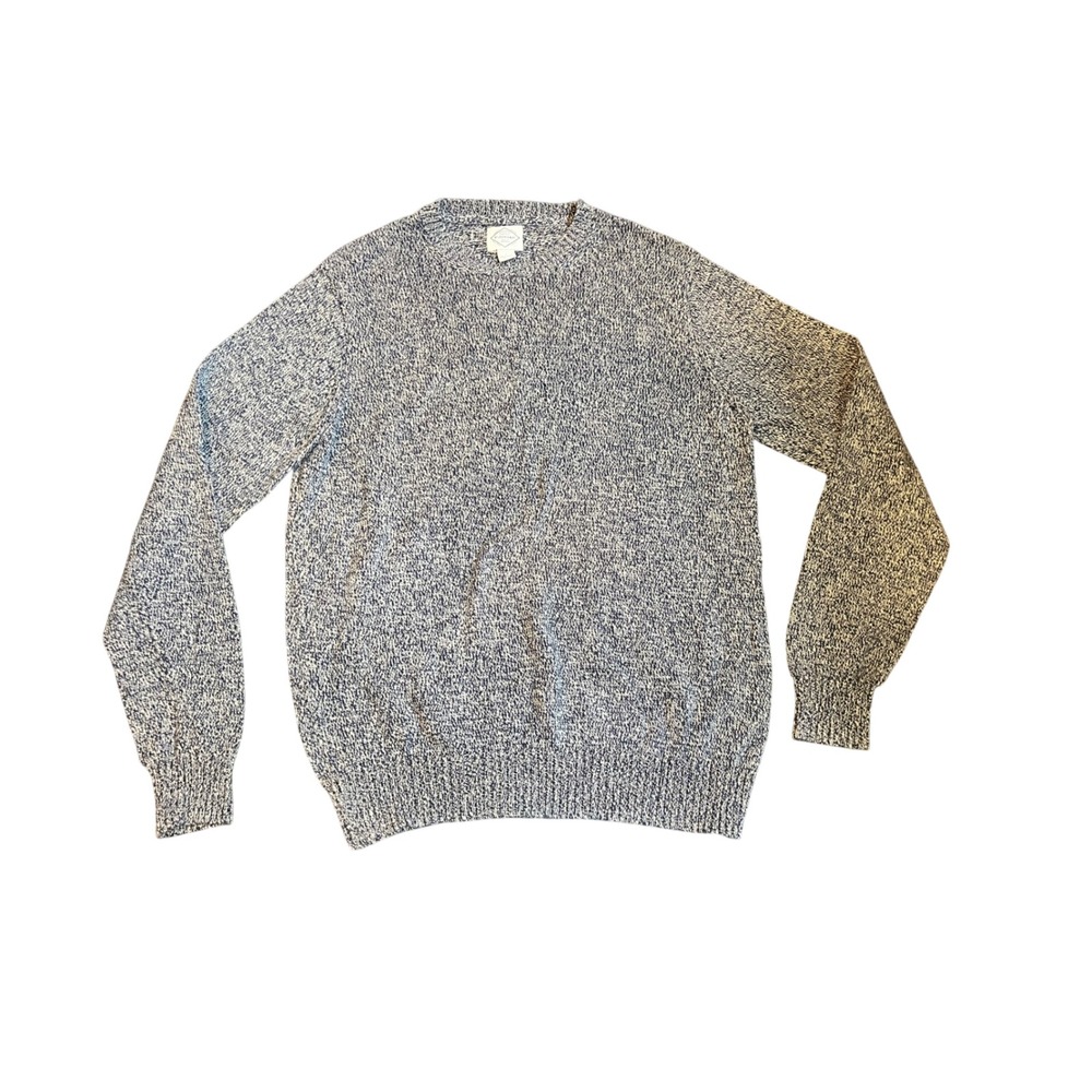St Johns Bay Mens Blue White Marled Cotton Crewneck Sweater Large RN 93677